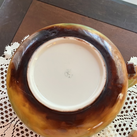 American Belleek Lemonade Beverage LG Pitcher & 4 Matched Mugs Apples Pattern - Picture 7 of 12